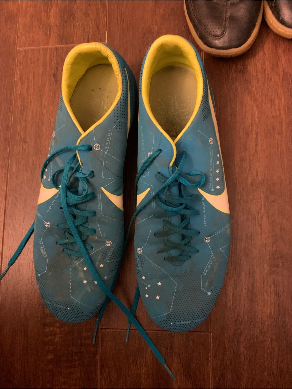 Men’s Nike Blue and Yellow Soccer Cleats
